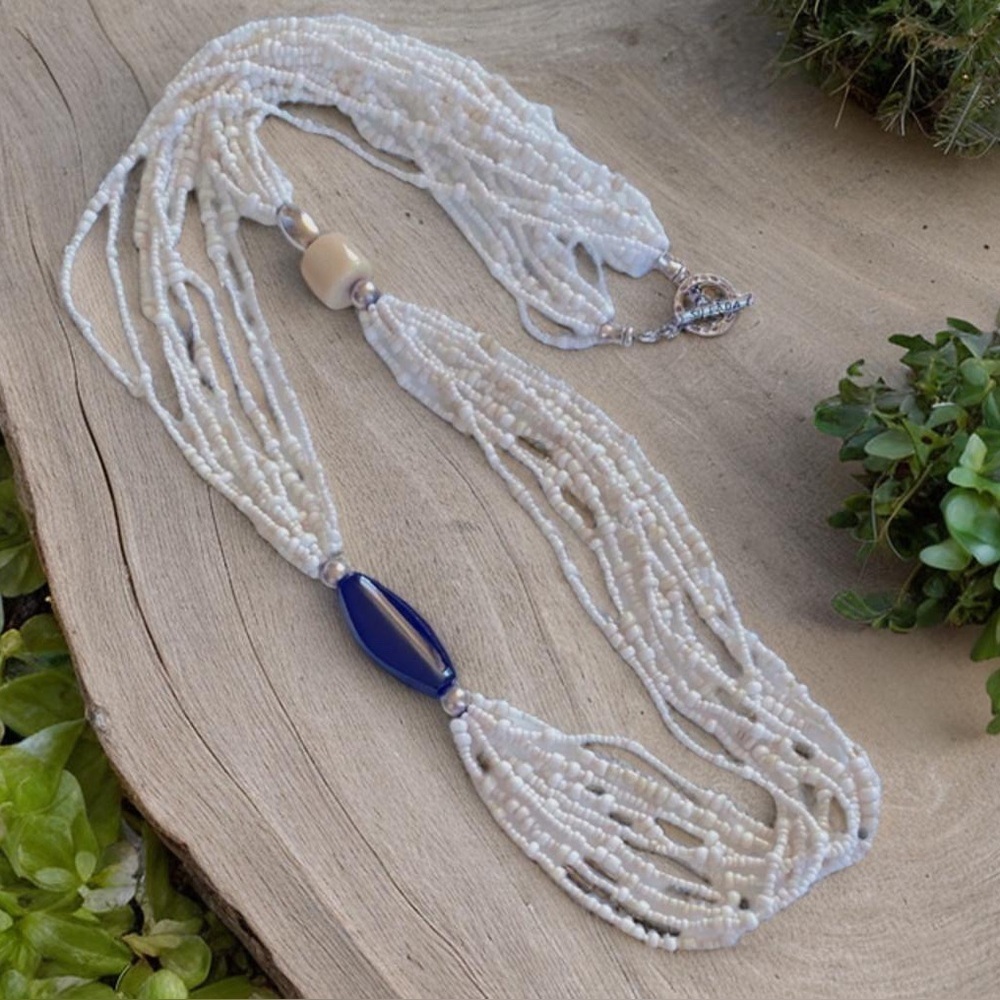 Silpada Necklaces Seed Beads, Sterling. Pen Shell Beaded N1573  35"  inches